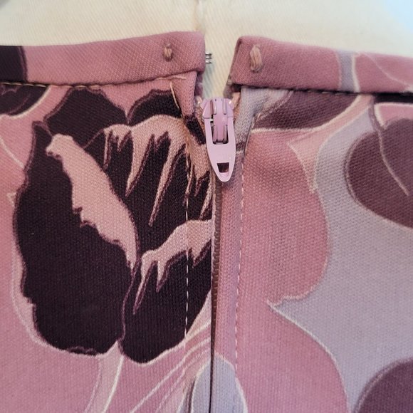 Vintage Dress Floral Polyester Purple Belted Long Sleeve Medium Damon Fashion 70 - Picture 4 of 10